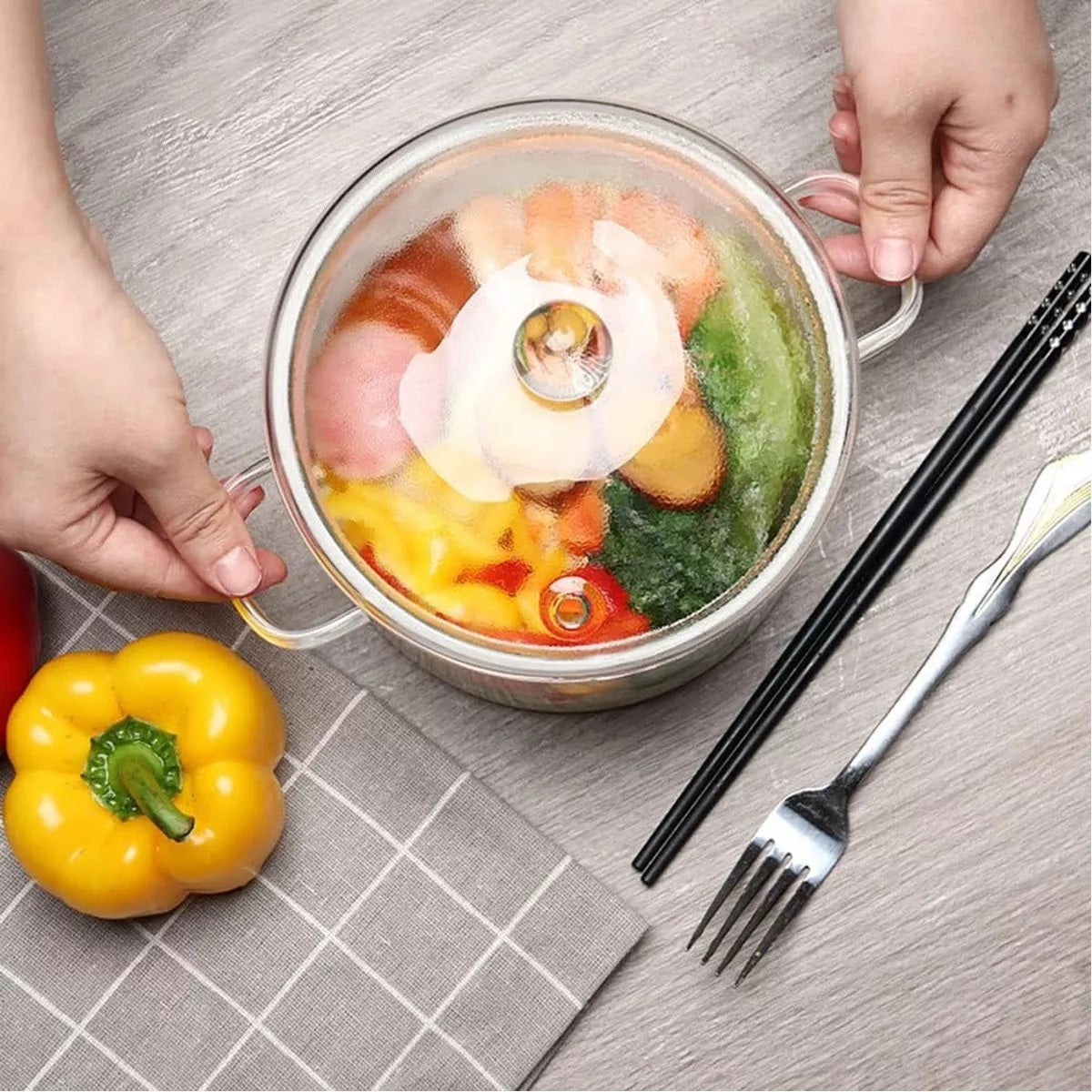 Olla de vidrio resistente al calor